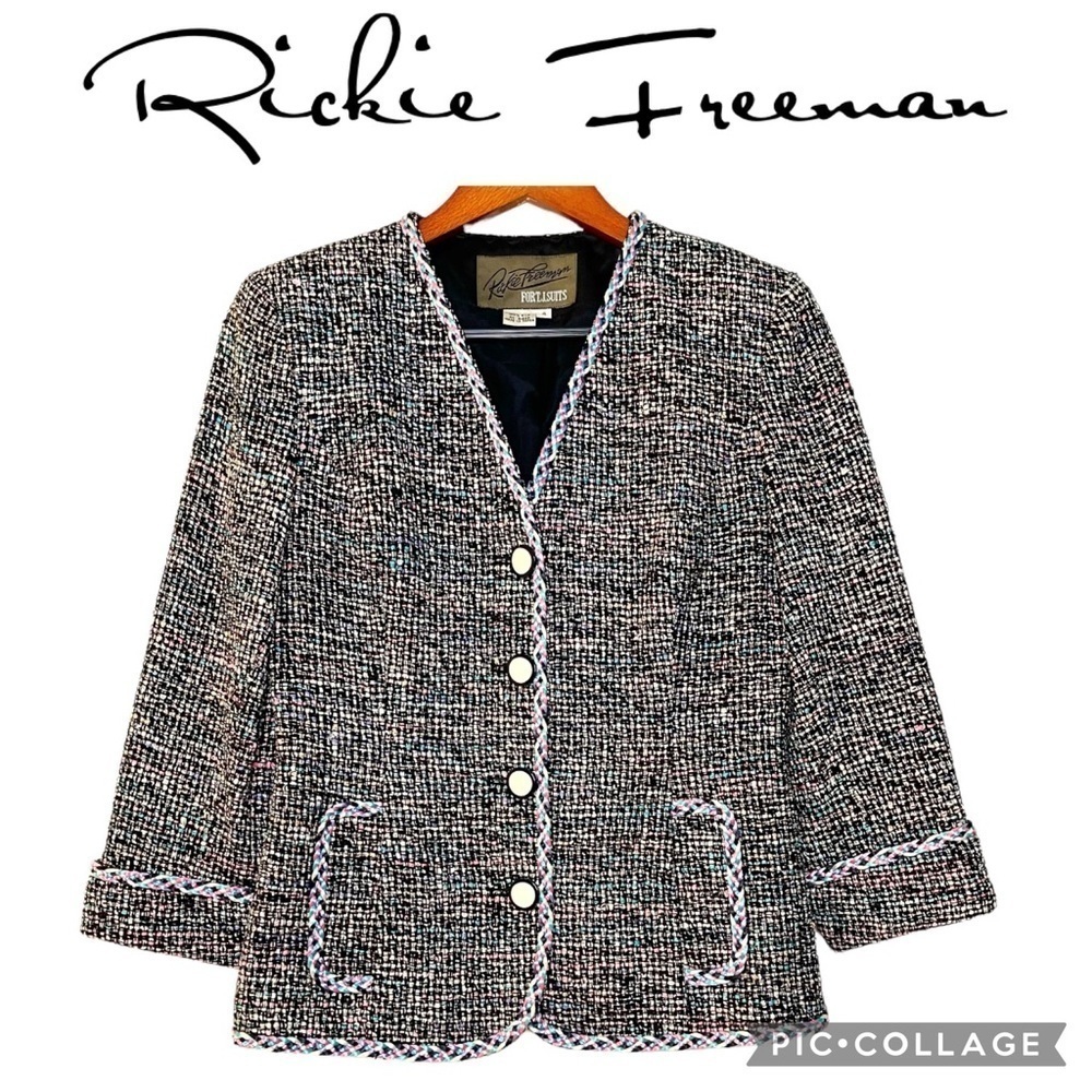 Vintage Rickie Freeman 100% silk multicolor blazer jacket